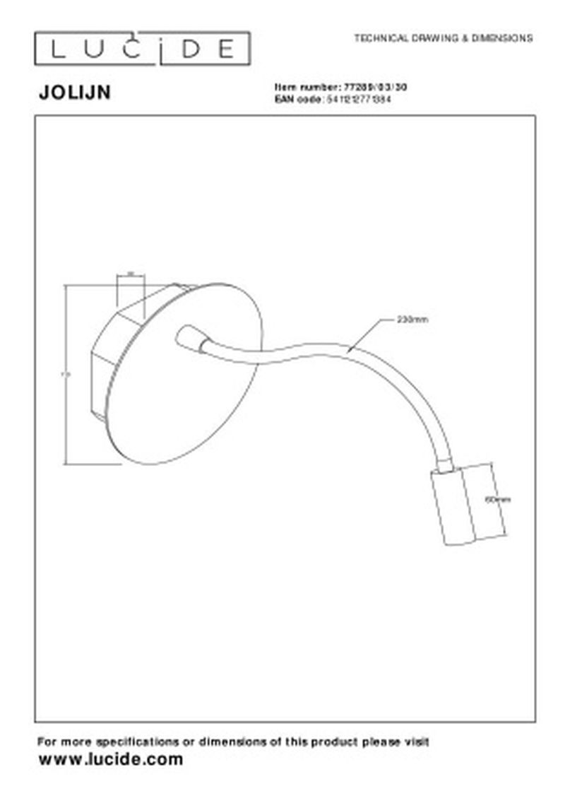 Lucide JOLIJN - Nástenné bodové svietidlo - Ø 11 cm - LED - Čierne